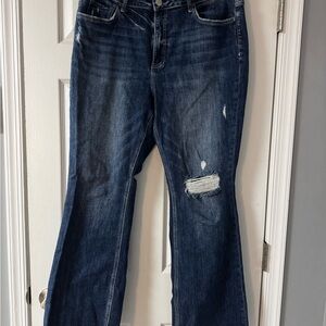 Stylish Distressed Blue Flare Jeans